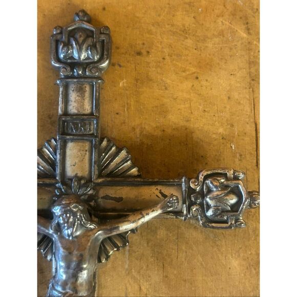 BC Catholic Metal Standing Crucifix, Jesus Christ Cross for Altar (5766) - Picture 7 of 8